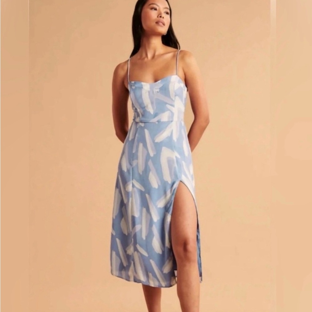 Abercrombie & Fitch Light Blue High Slit Midi Dress SIZE M